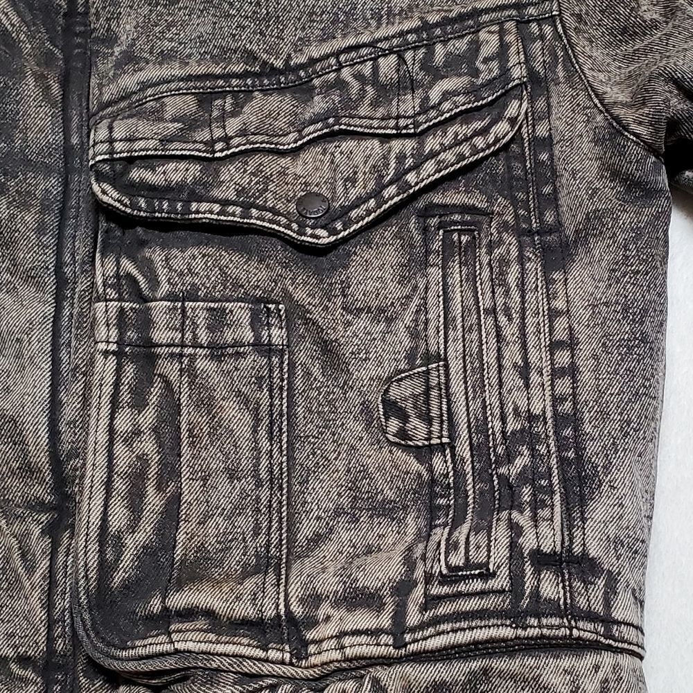 Rare Vintage 80s New Wave Todays News  Black Acid Wash Denim Puffer Jacket - Picture 3 of 14